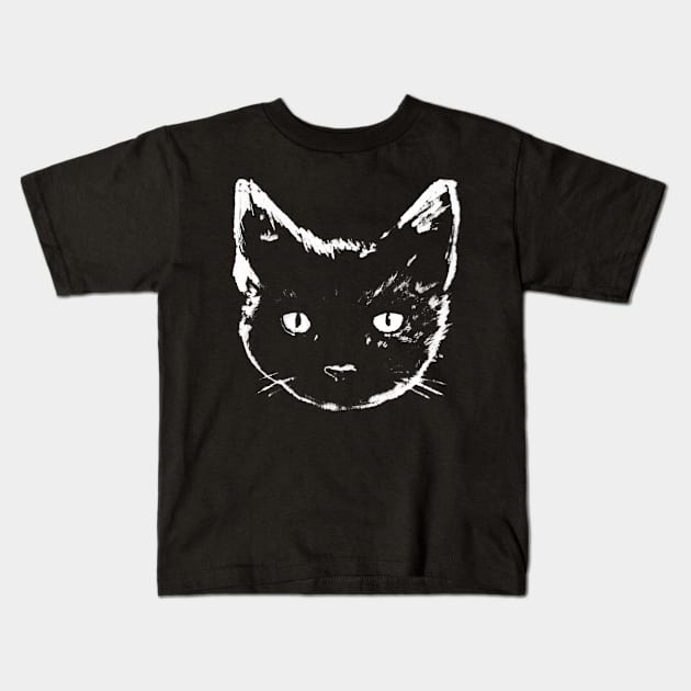 Black Cat Kids T-Shirt by FoxShiver